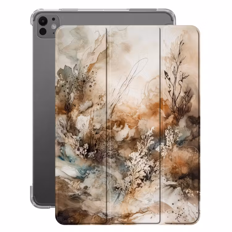 iPad-Hülle - Abstrakt - Beige - Farbe - Kunst - Natur - Blumen — 1