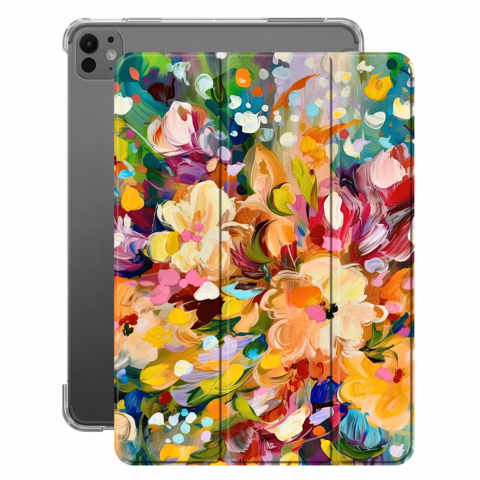 iPad-Hülle - Gemälde - Ölfarbe - Blumen - Regenbogen — 1