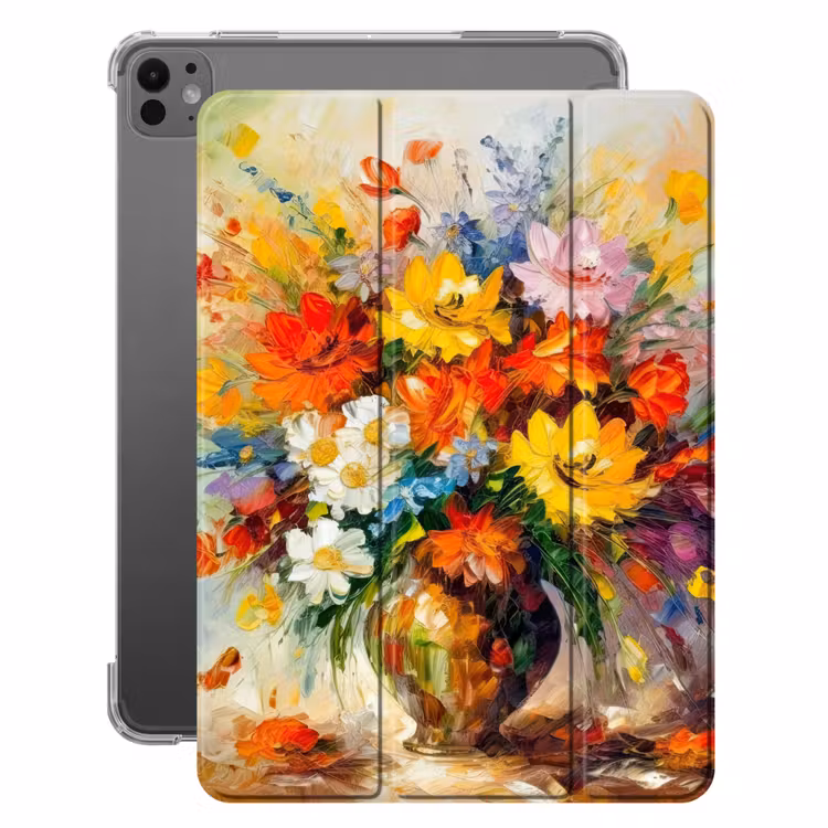 iPad-Hülle - Blumen - Bunt - Ölfarbe - Blumentopf — 1