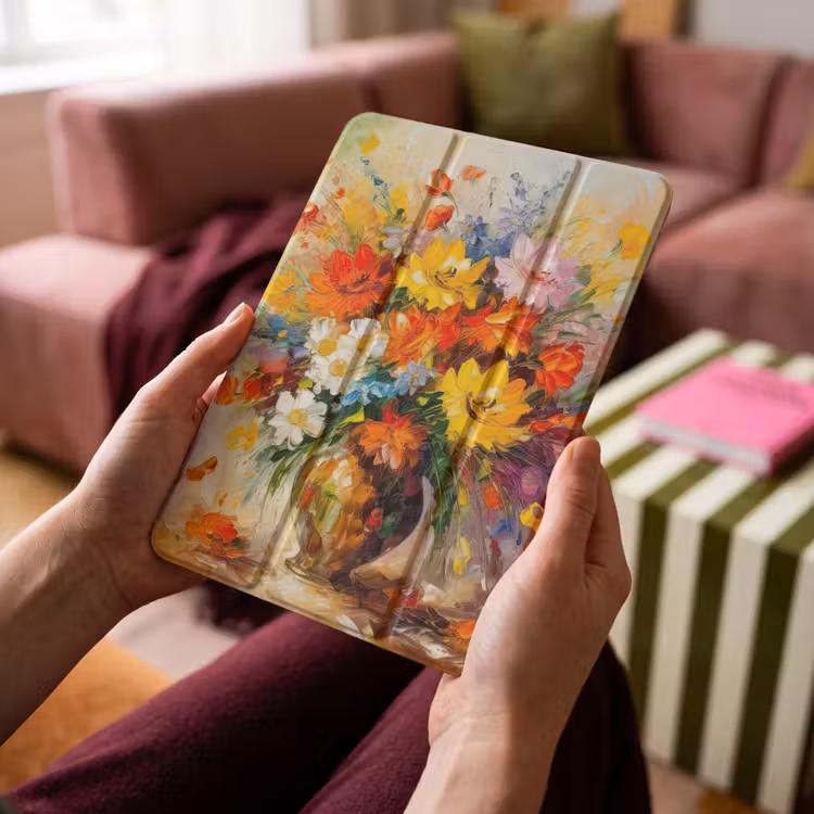 iPad-Hülle - Blumen - Bunt - Ölfarbe - Blumentopf — 4