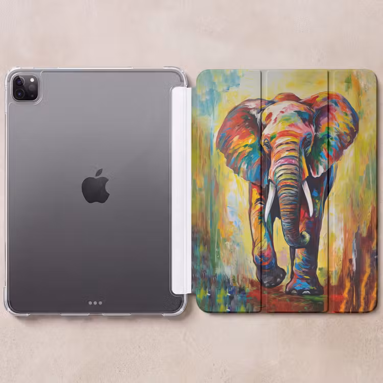 iPad-Hülle - Elefant - Kunst - Malerei - Tiere - Regenbogen — 6