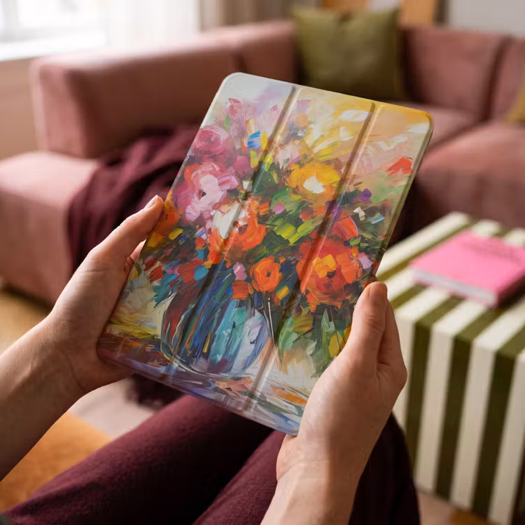 iPad-Hülle - Blumen - Bunt - Blumentopf - Ölgemälde — 4