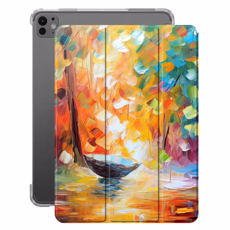iPad-Hülle - Bunt - Ölfarbe - Wasser - Boot — 1
