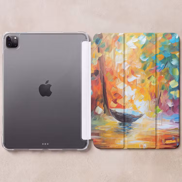 iPad-Hülle - Bunt - Ölfarbe - Wasser - Boot — 6