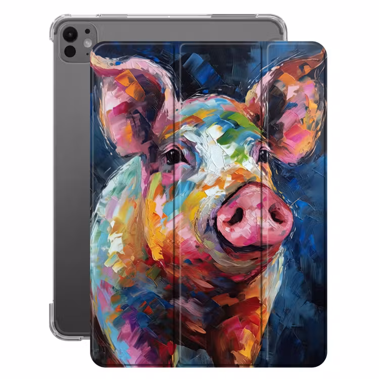 iPad-Hülle - Schwein - Ölfarbe - Tiere - Kunst — 1