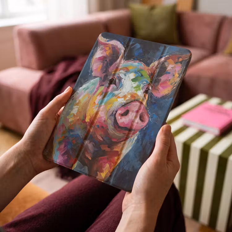 iPad-Hülle - Schwein - Ölfarbe - Tiere - Kunst — 4