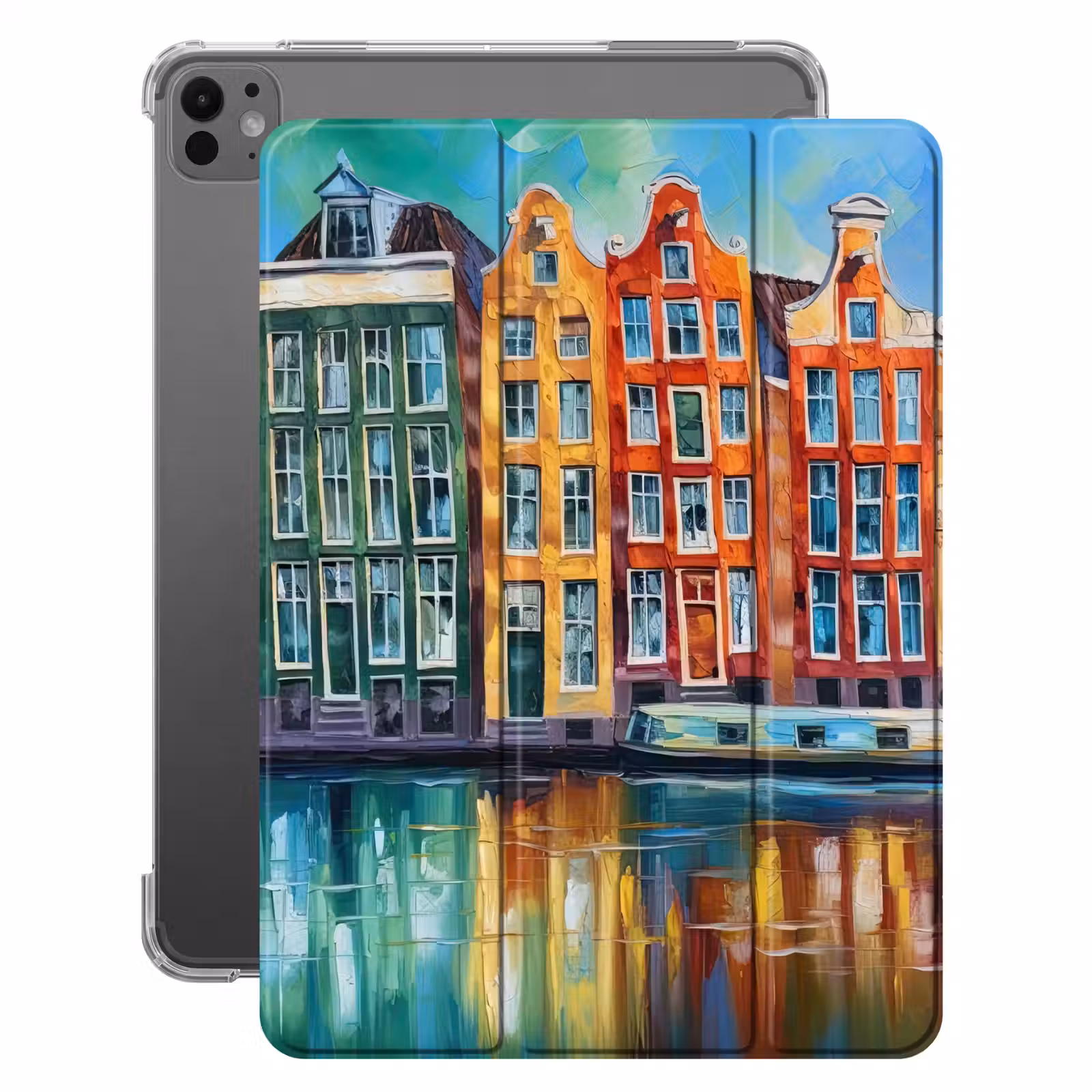 iPad-Hülle - Amsterdam - Ölgemälde - Gracht - Gemälde - Kunst — 1
