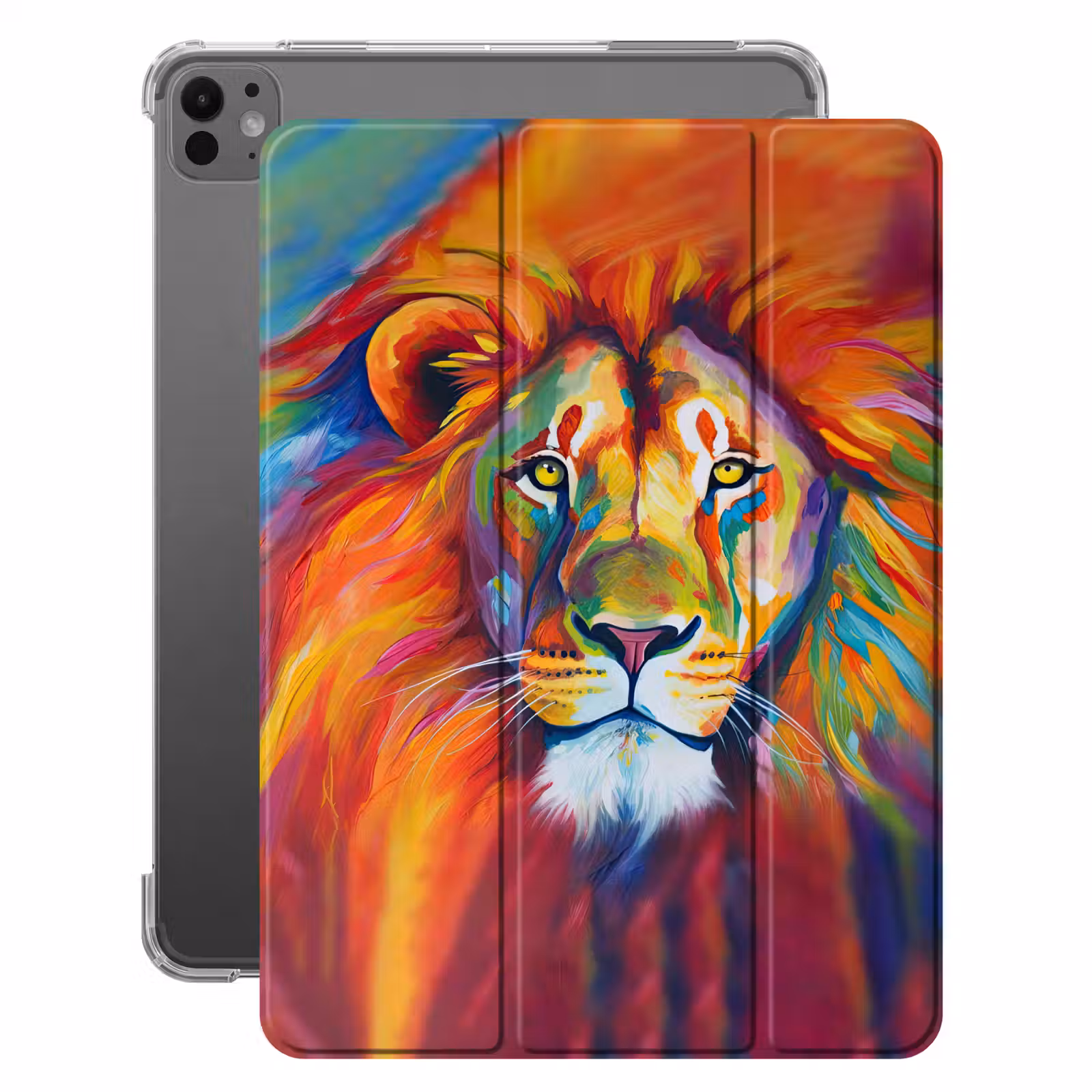 iPad-Hülle - Löwe - Tiere - Ölfarbe - Regenbogen — 1