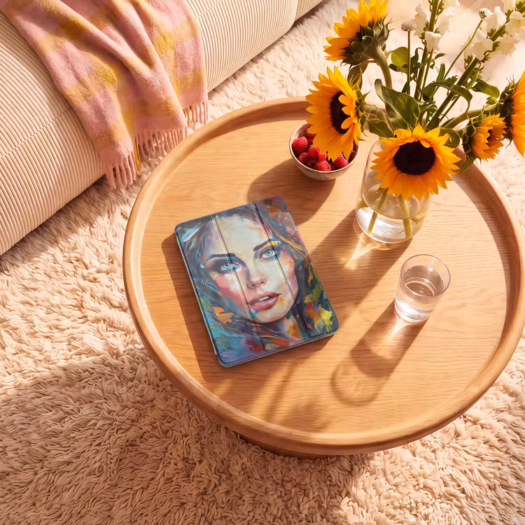 iPad-Hülle - Gesicht - Frau - Ölfarbe - Farbenfroh - Kunst — 2