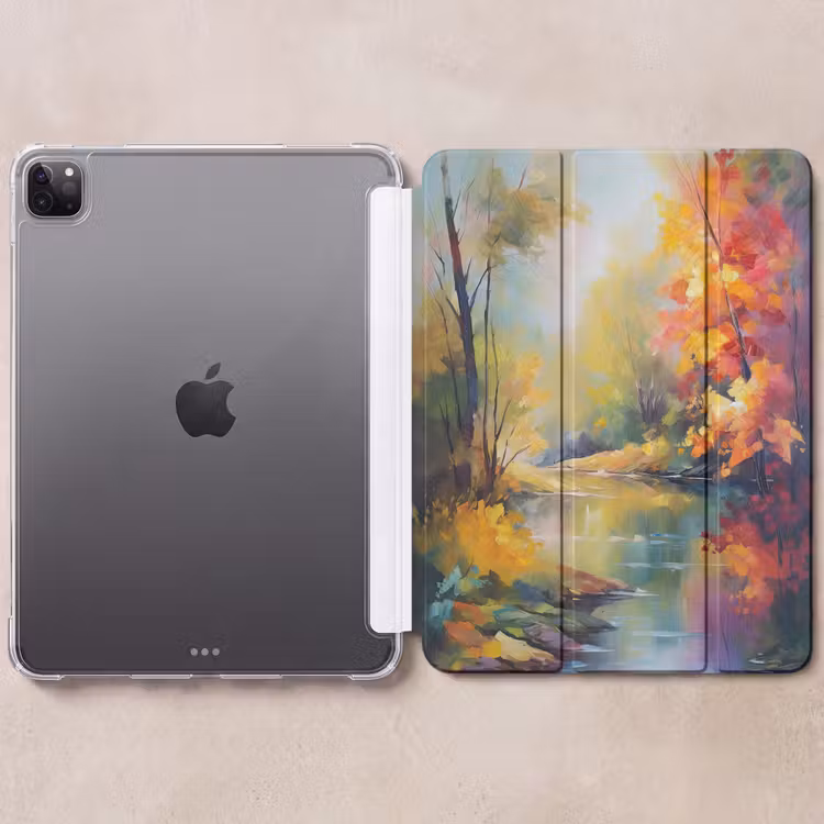 iPad-Hülle - Landschaft - Ölgemälde - Fluss - Farbenfroh — 6