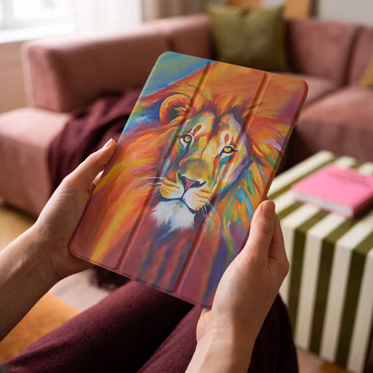 iPad-Hülle - Löwe - Tiere - Ölfarbe - Regenbogen — 4