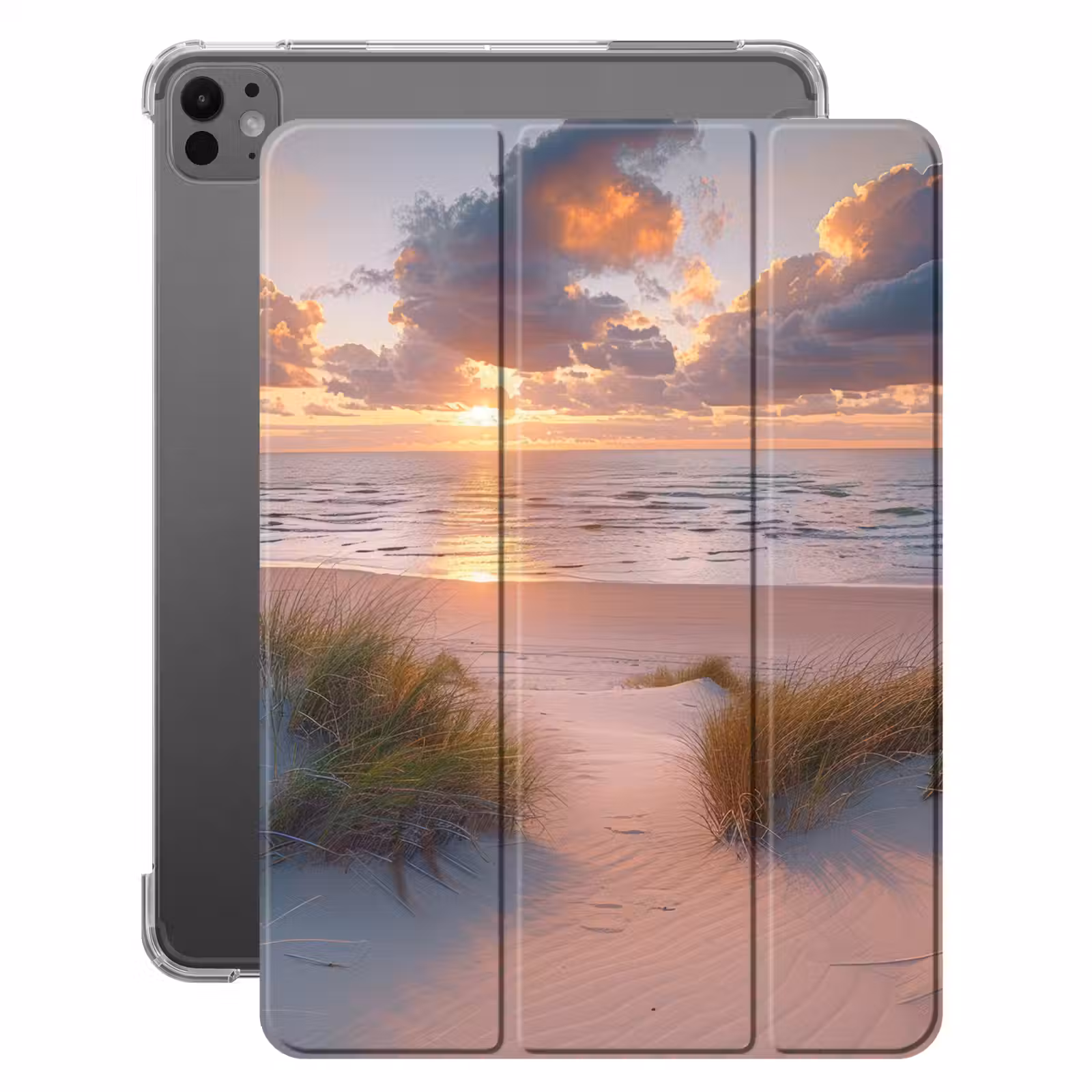 iPad-Hülle - Sonnenuntergang - Meer - Strand - Dünen - Natur — 1