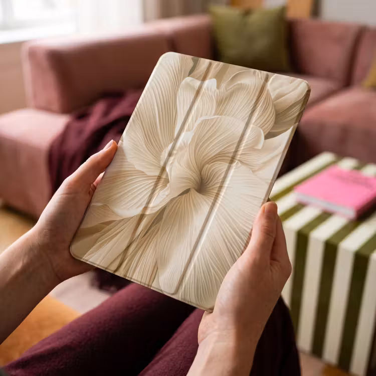 iPad-Hülle - Abstrakt - Beige - Blumen - Natur — 4