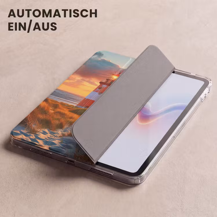 iPad-Hülle - Leuchtturm - Sonnenuntergang - Dünen - Horizont — 5