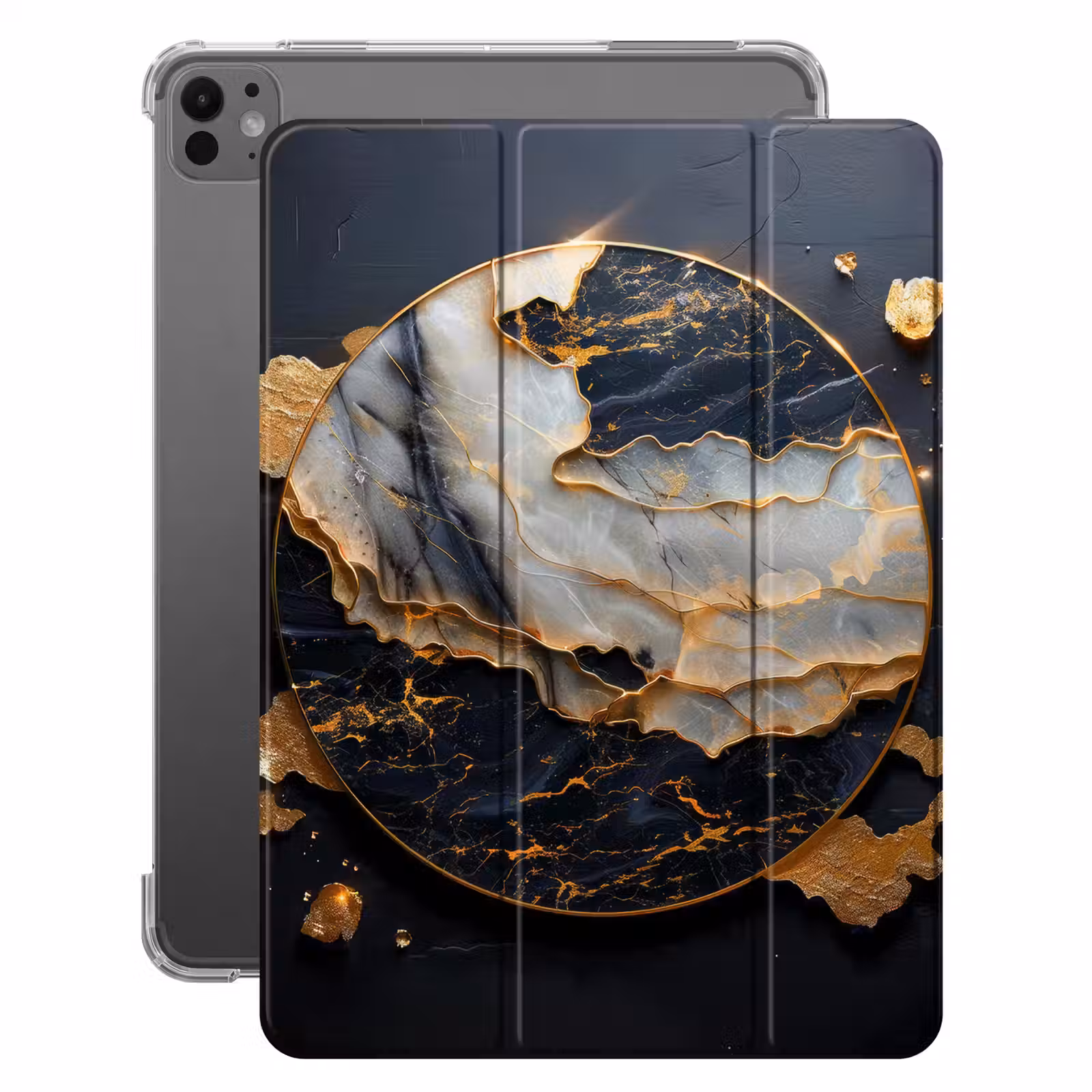 iPad-Hülle - Kunst - Gold - Schwarz - Modern - Abstrakt — 1