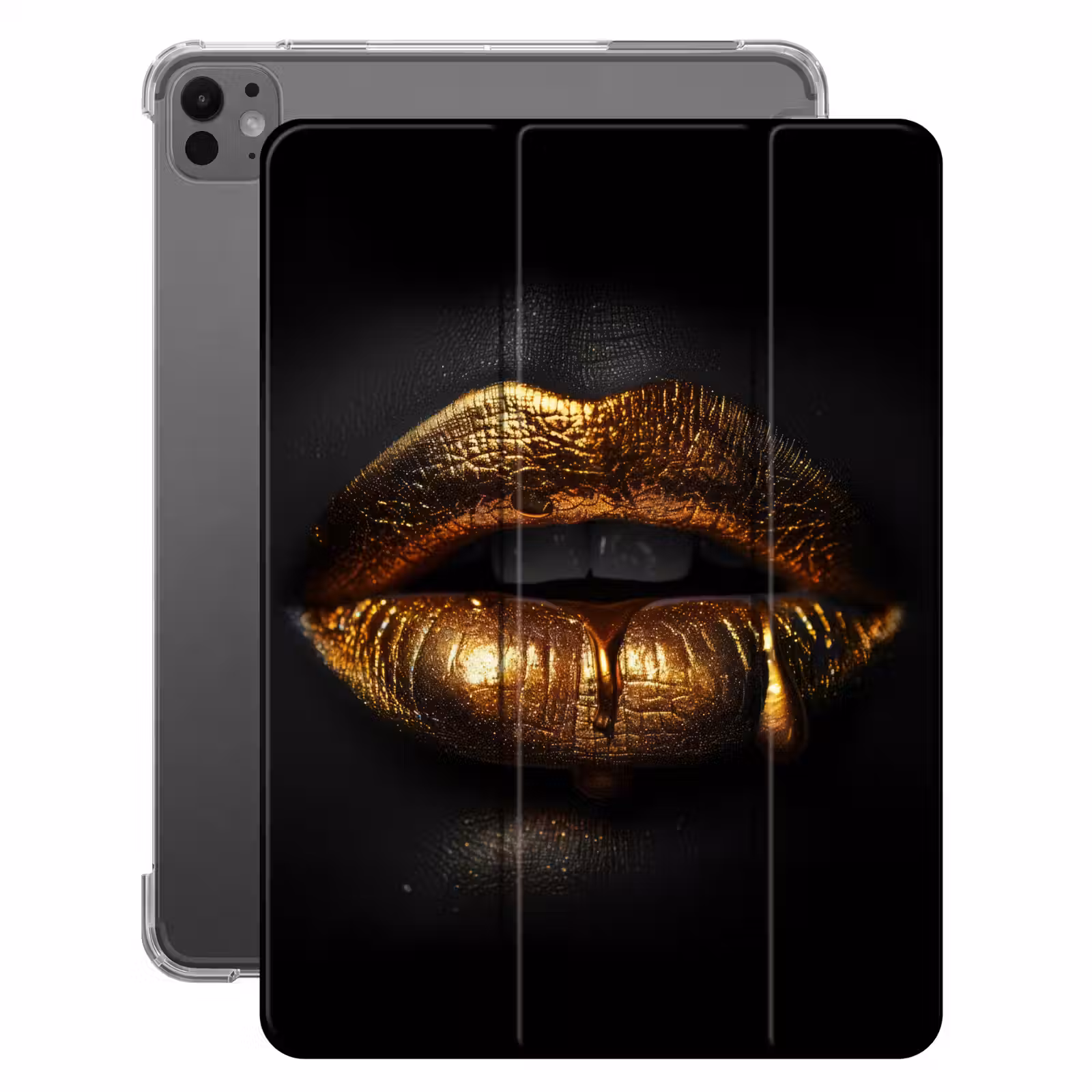 iPad-Hülle - Lippen - Gold - Abstrakt - Schwarz - Ästhetisch — 1