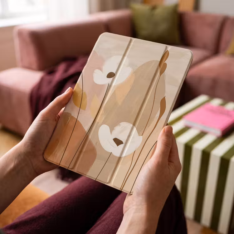 iPad-Hülle - Blumen - Abstrakt - Beige - Strichzeichnung — 4