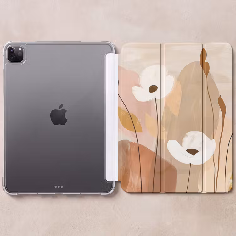 iPad-Hülle - Blumen - Abstrakt - Beige - Strichzeichnung — 6