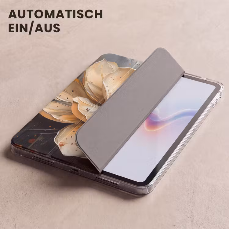 iPad-Hülle - Blumen - Gold - Kunst - Schwarz - Modern — 5