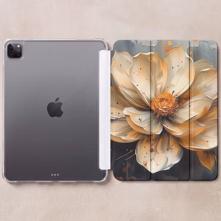 iPad-Hülle - Blumen - Gold - Kunst - Schwarz - Modern — 6