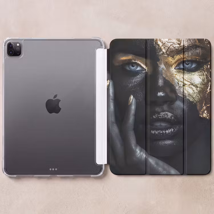 iPad-Hülle - Frau - Gold - Porträt - Modern - Schwarz - Abstrakt — 6