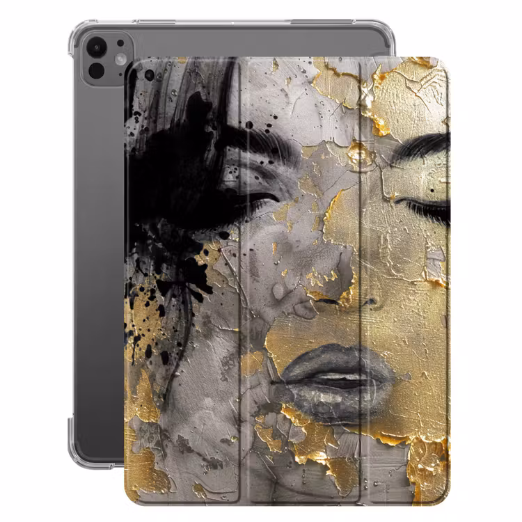 iPad-Hülle - Frau - Kunst - Gold - Schwarz — 1