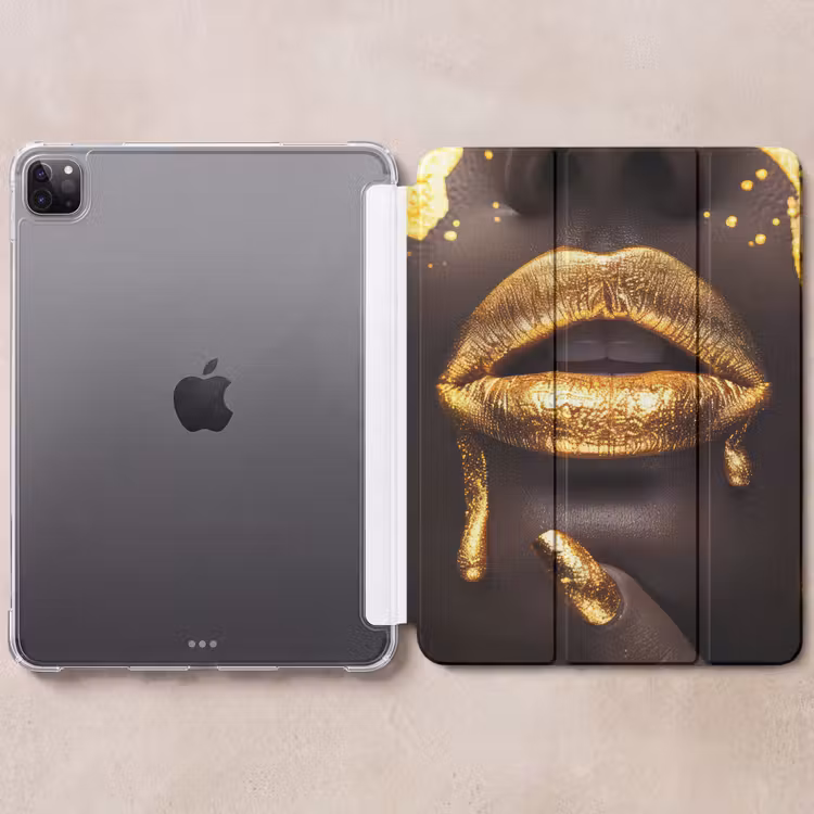 iPad-Hülle - Goldene Lippen - Gesicht - Frau - Modern — 6