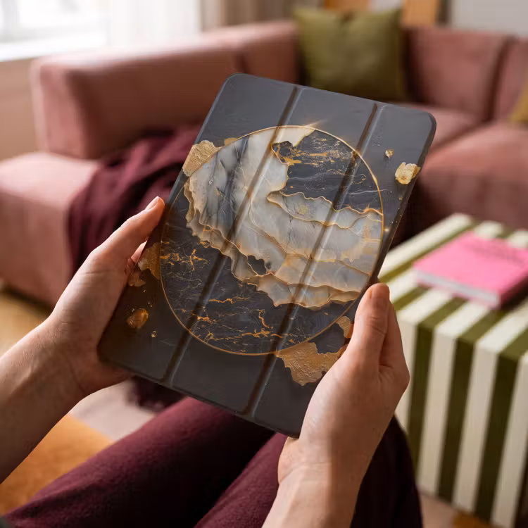 iPad-Hülle - Kunst - Gold - Schwarz - Modern - Abstrakt — 4