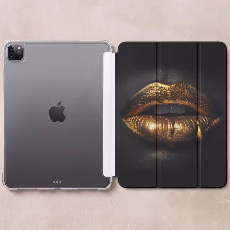 iPad-Hülle - Lippen - Gold - Abstrakt - Schwarz - Ästhetisch — 6