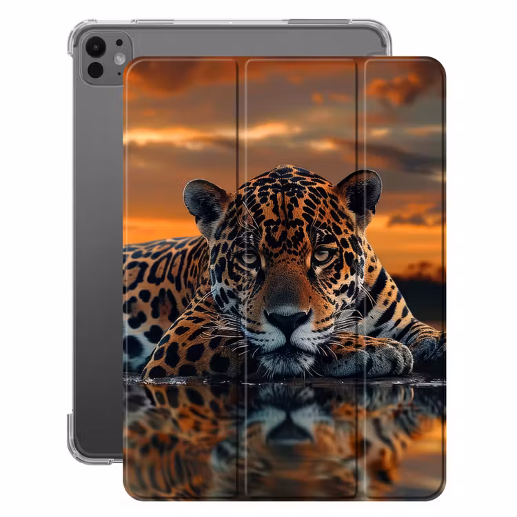 iPad-Hülle - Natur - Leopard - Tier - Sonnenuntergang - Modern — 1