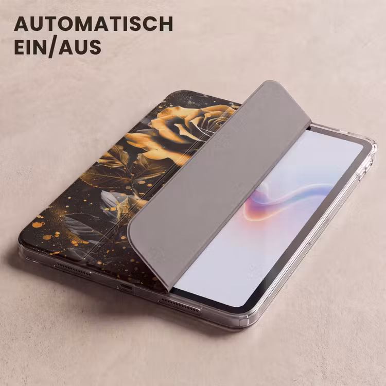 iPad-Hülle - Rosen - Gold - Schwarz - Blumen - Modern — 5