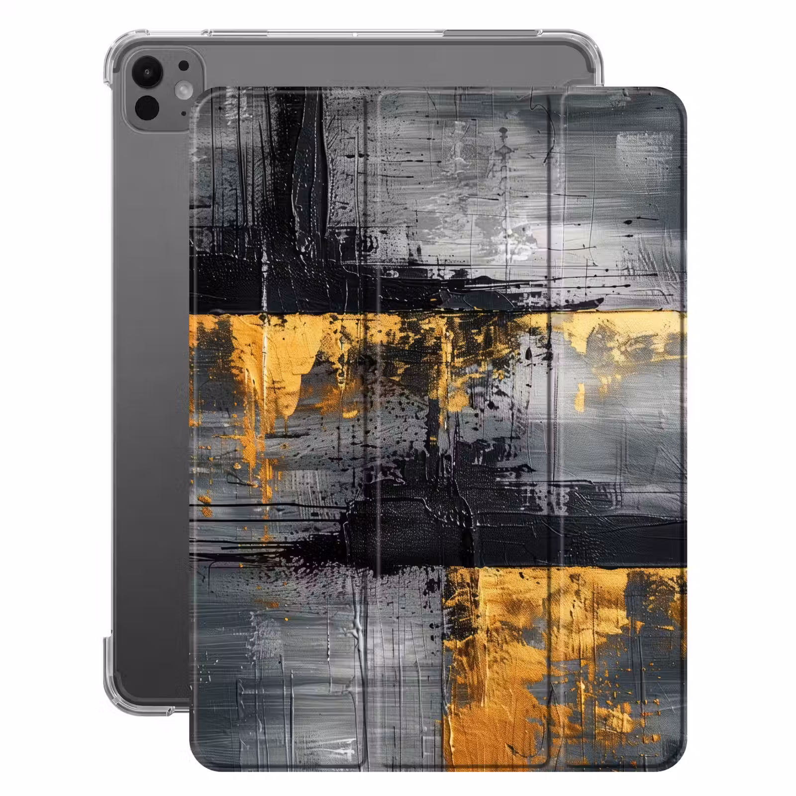 iPad-Hülle - Modern - Gold - Grau - Gemustert — 1