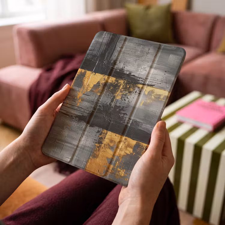iPad-Hülle - Modern - Gold - Grau - Gemustert — 4