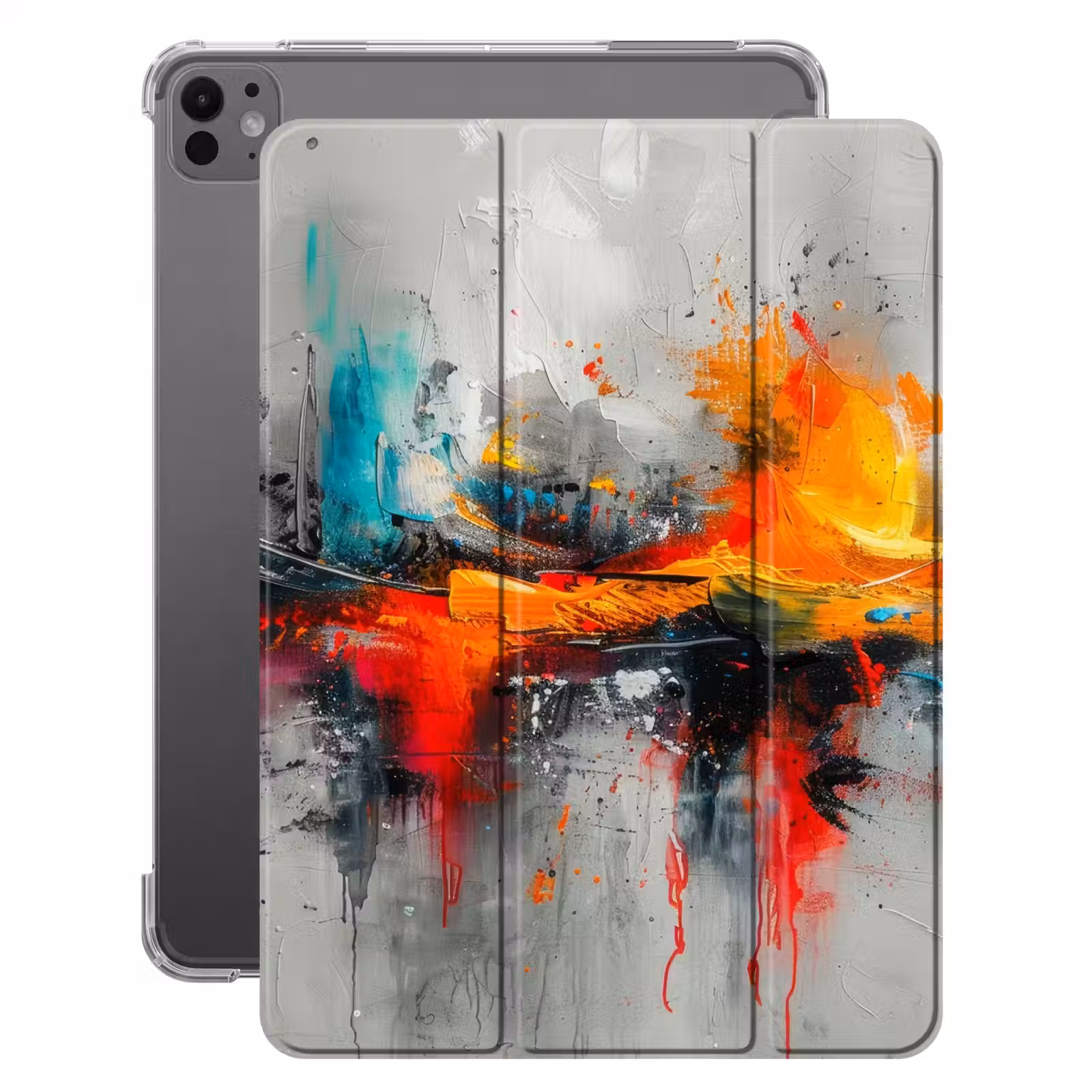 iPad-Hülle - Modern - Orange - Grau - Kunst — 1