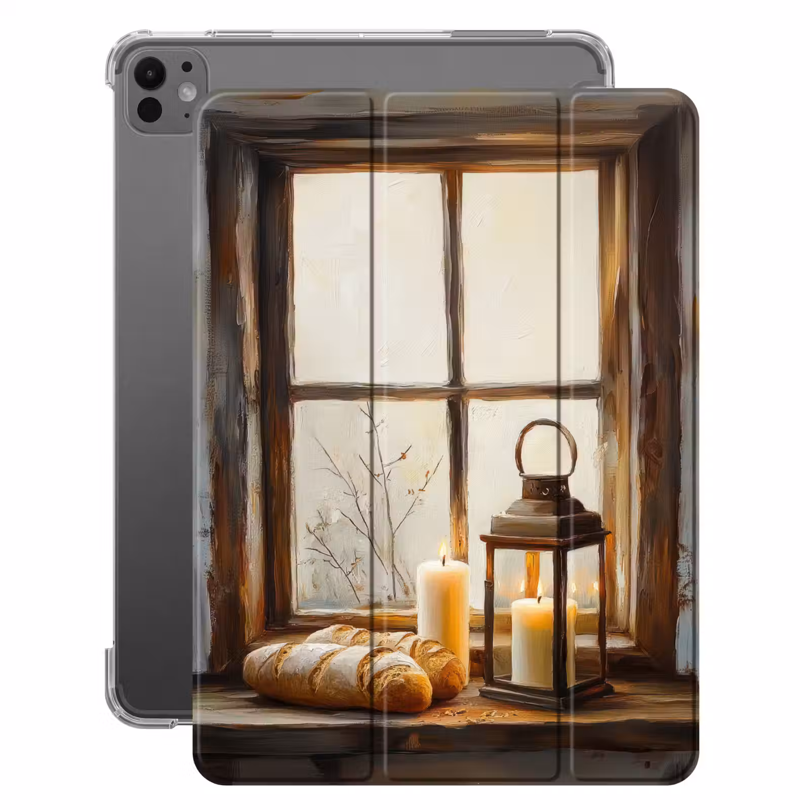 iPad-Hülle - Stilleben - Rustikal - Kerzen - Brote - Fenster — 1