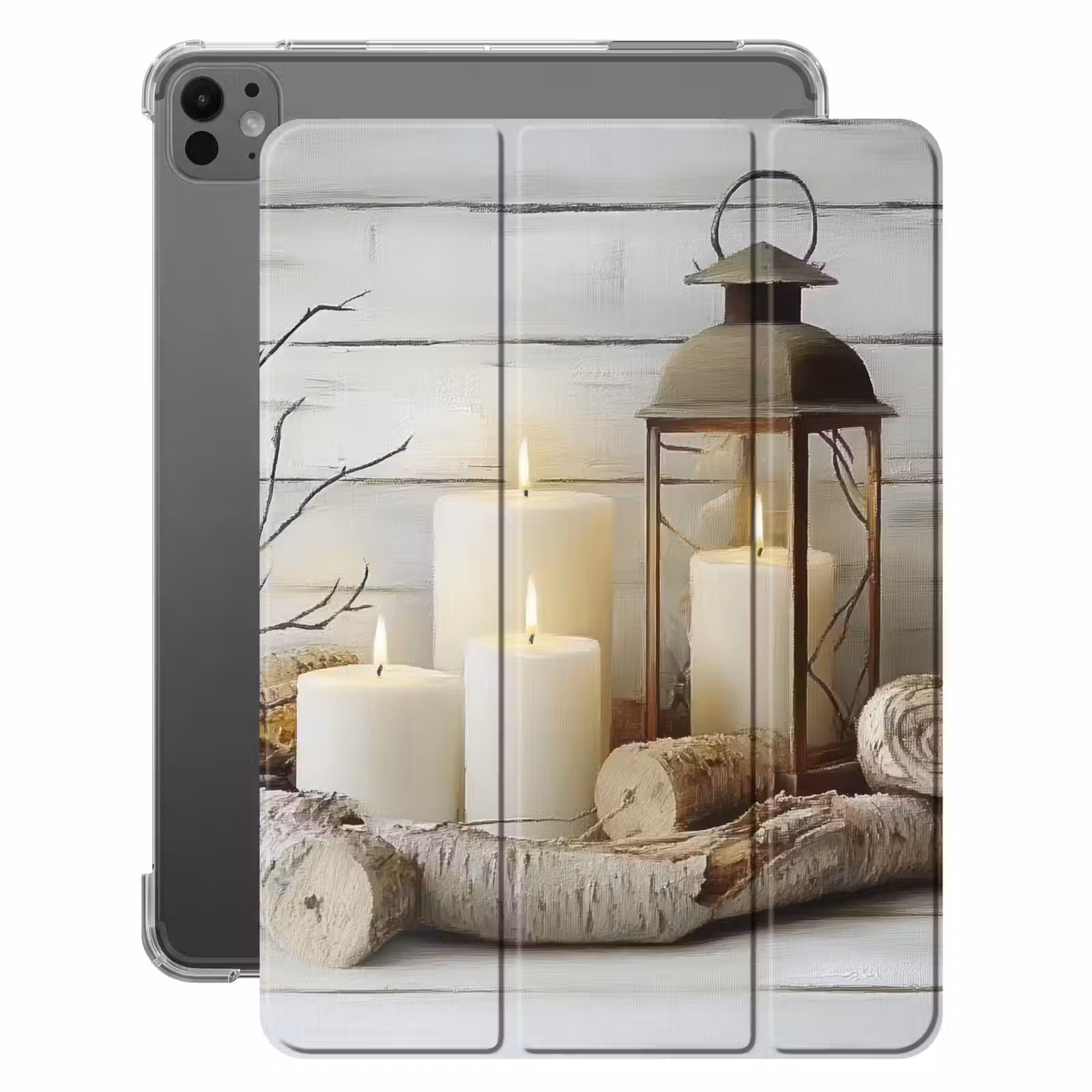 iPad-Hülle - Stilleben - Weiß - Kerzen - Rustikal - Natur — 1