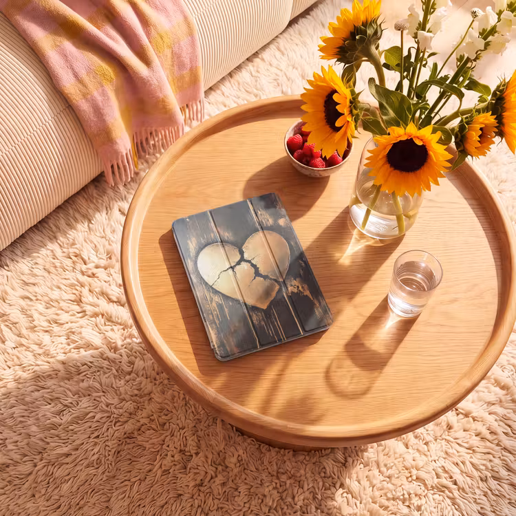 iPad-Hülle - Gebrochenes Herz - Gold - Holzoptik - Liebe — 2