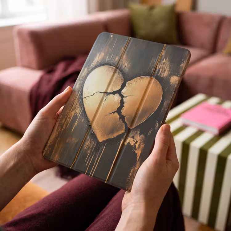 iPad-Hülle - Gebrochenes Herz - Gold - Holzoptik - Liebe — 4