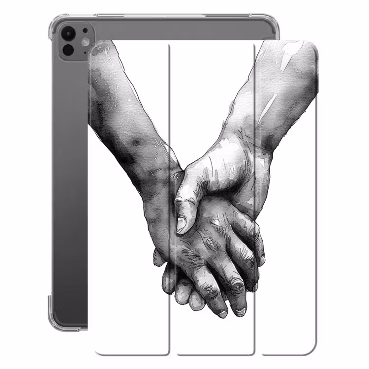 iPad-Hülle - Hände - Schwarz und weiß - Modern - Kunst — 1