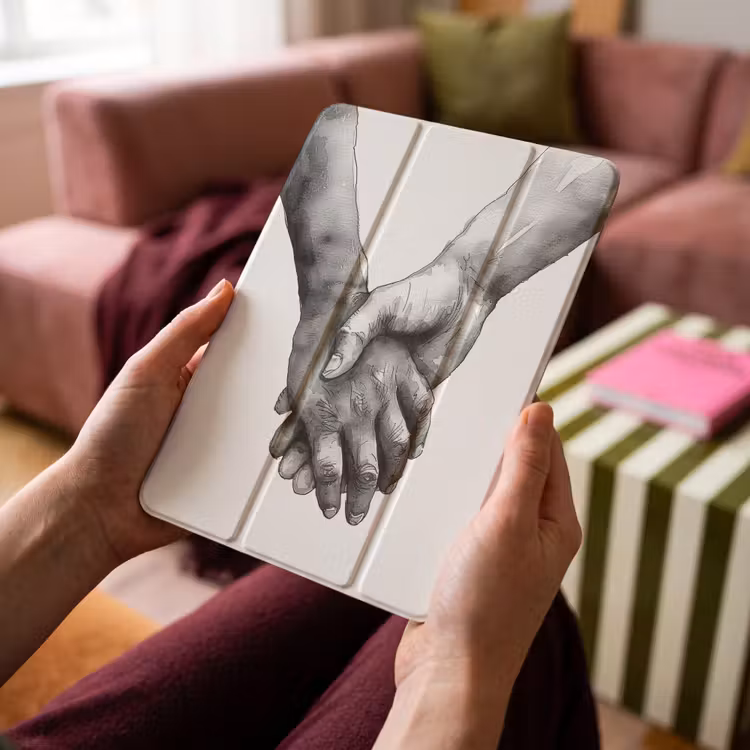 iPad-Hülle - Hände - Schwarz und weiß - Modern - Kunst — 4
