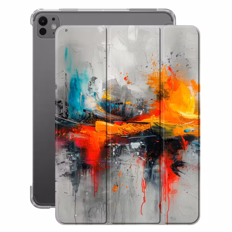 iPad-Hülle - Modern - Orange - Grau - Kunst — 1