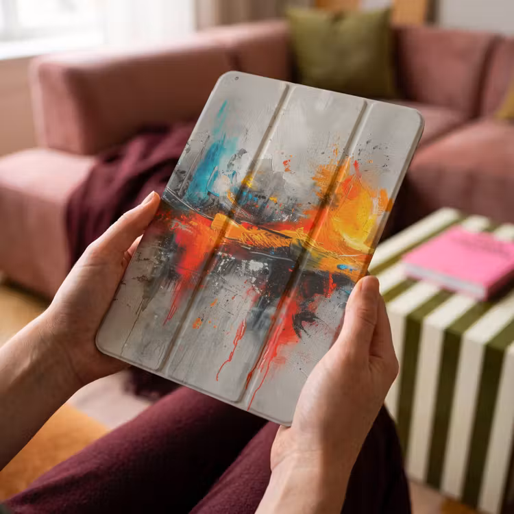 iPad-Hülle - Modern - Orange - Grau - Kunst — 4