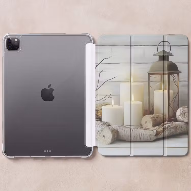 iPad-Hülle - Stilleben - Weiß - Kerzen - Rustikal - Natur — 6