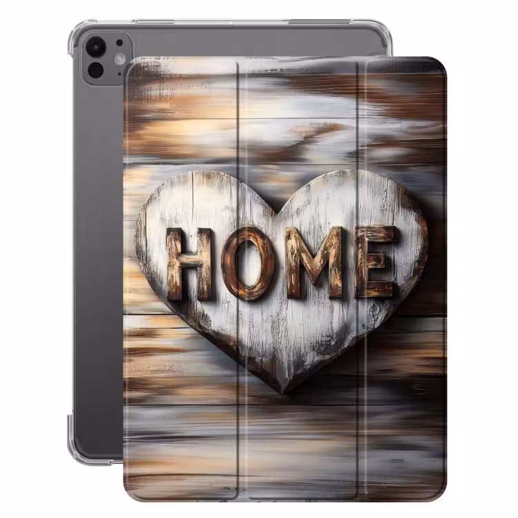 iPad-Hülle - Zuhause - Herz - Holzoptik - Liebe — 1