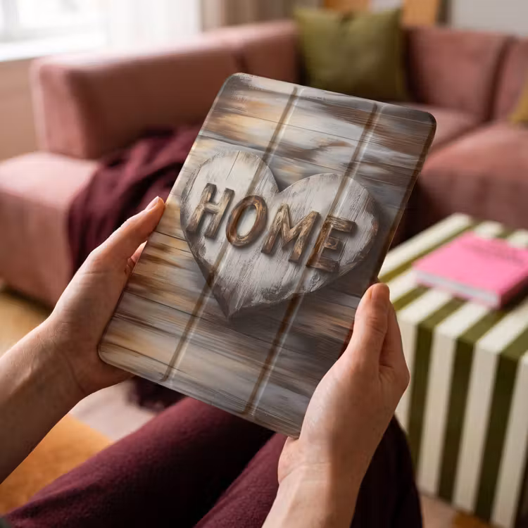 iPad-Hülle - Zuhause - Herz - Holzoptik - Liebe — 4