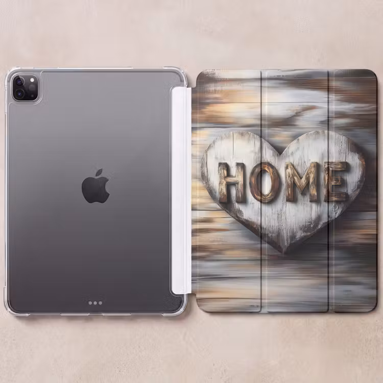 iPad-Hülle - Zuhause - Herz - Holzoptik - Liebe — 6