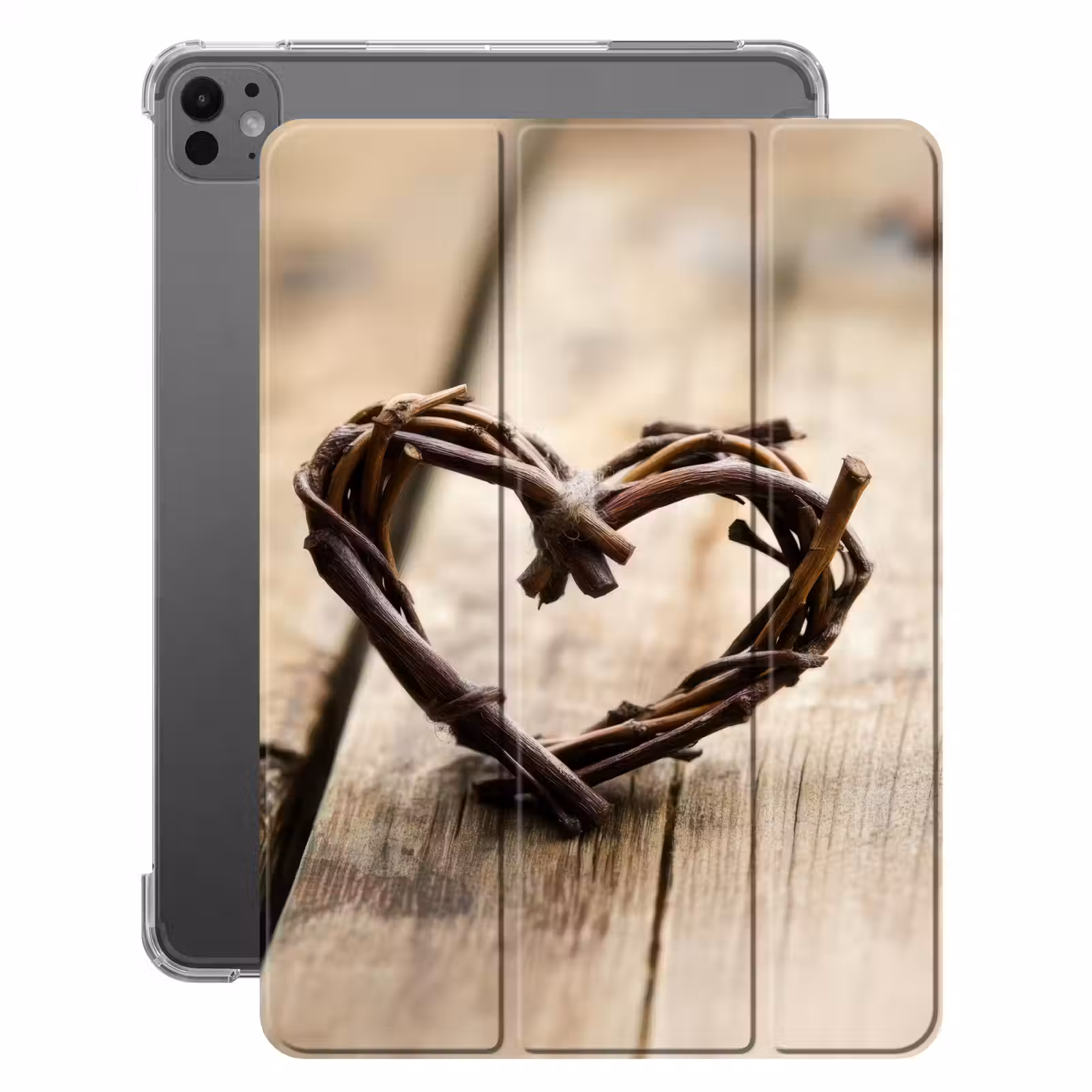 iPad-Hülle - Herz - Holz - Natur - Äste - Braun — 1