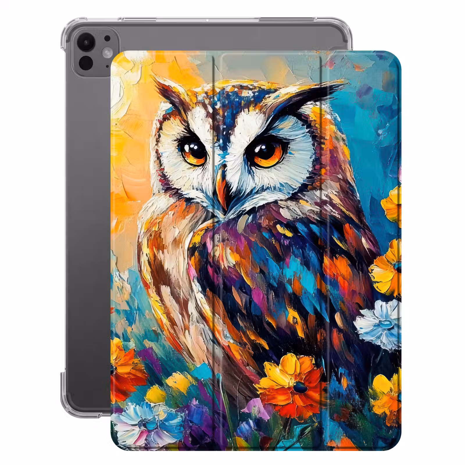 iPad-Hülle - Eule - Blumen - Kunst - Sonnenuntergang — 1
