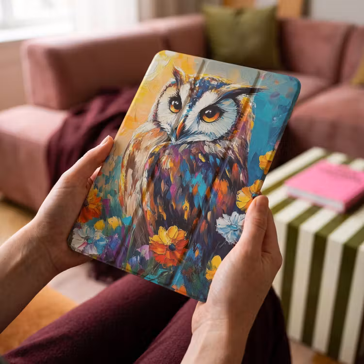 iPad-Hülle - Eule - Blumen - Kunst - Sonnenuntergang — 4