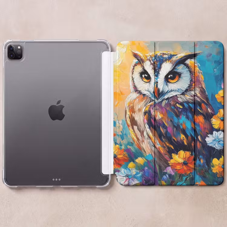 iPad-Hülle - Eule - Blumen - Kunst - Sonnenuntergang — 6